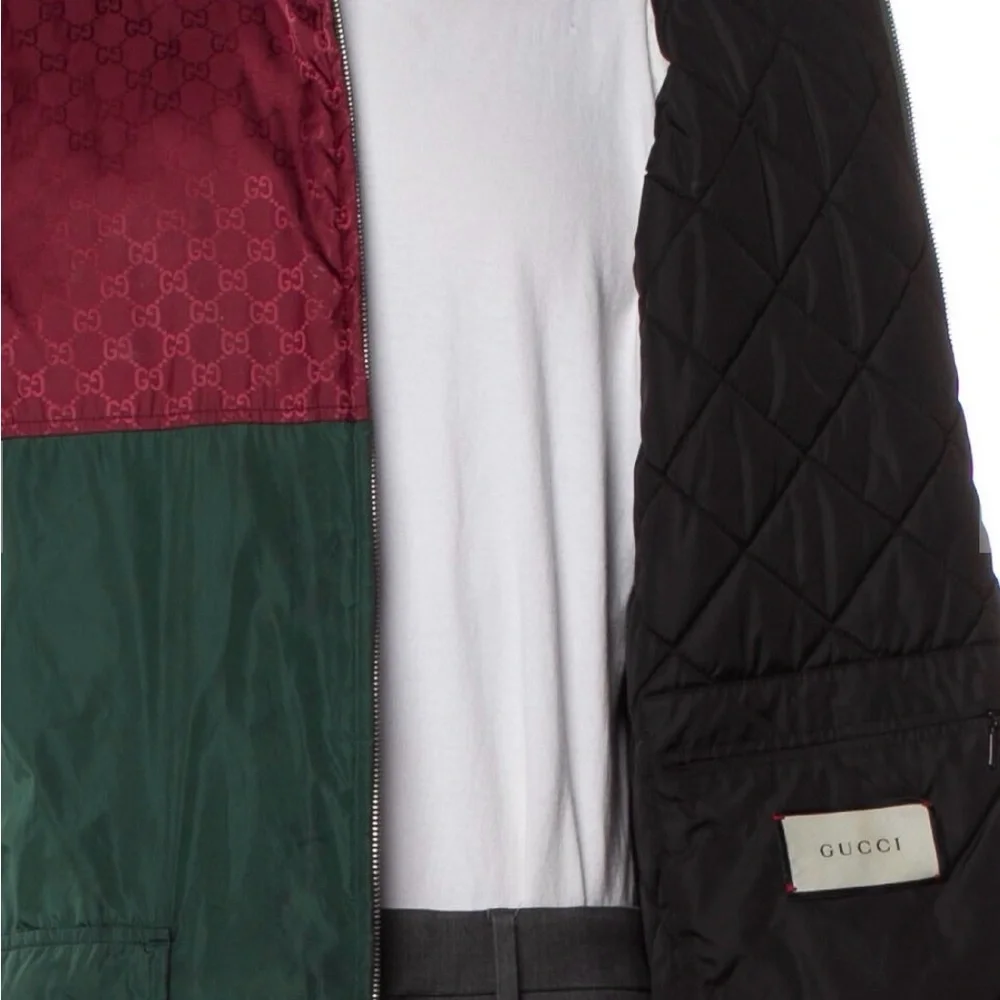Gucci Green and Burgundy Hooded parka Coat